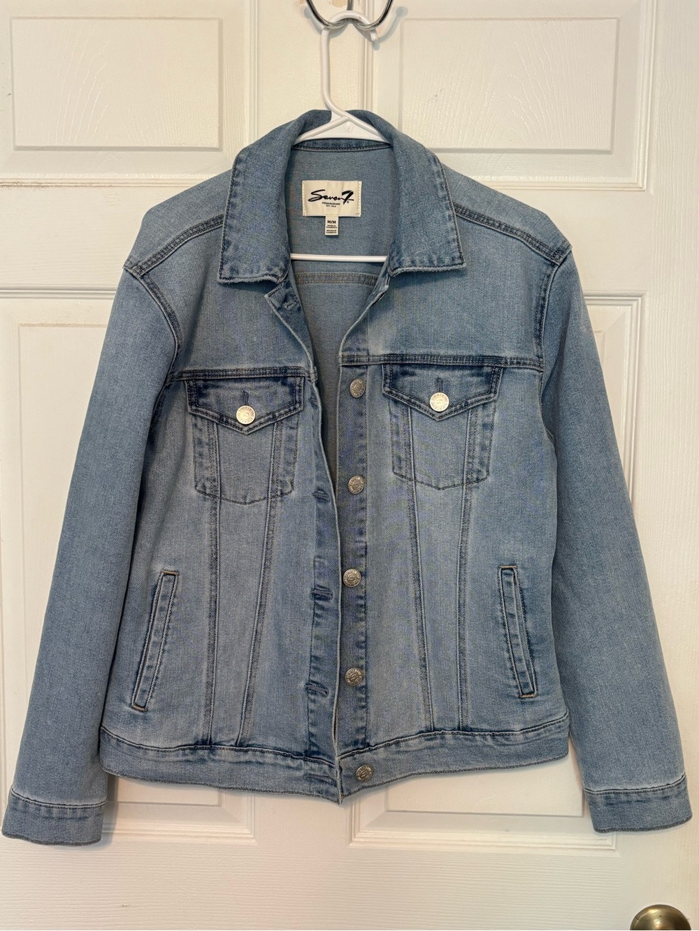 Seven7 Light Denim Jean Jacket with Button Front